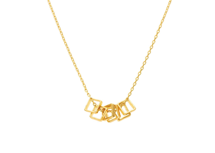 Gold Plated Geometric Small Square Necklace